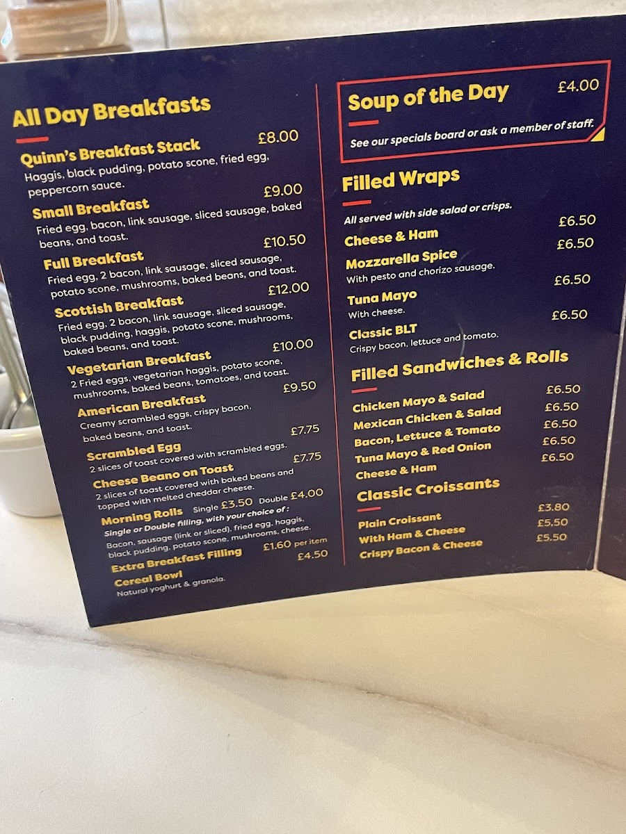 Menu Quinn’S Cafe-1